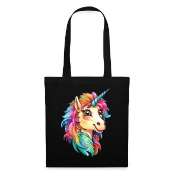 Hübsches Einhorn - Stoffbeutel - Schwarz - Vorne