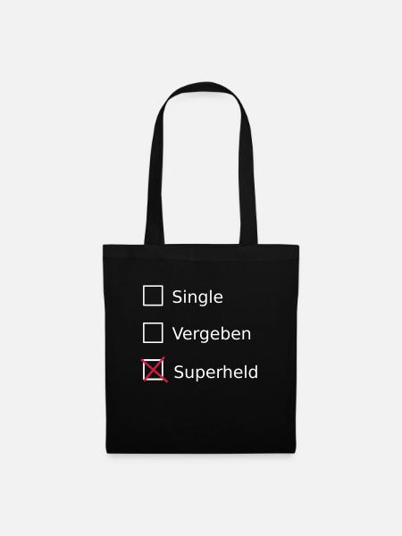 Single Vergeben Superheld - Stoffbeutel - Schwarz