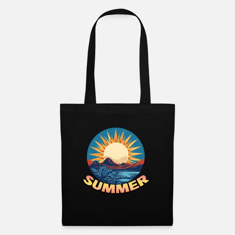 Logo du coucher de soleil d’été - Sac en tissu - noir