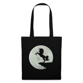 Einhorn Mondschein T-Shirt - Stoffbeutel - Schwarz - Vorne