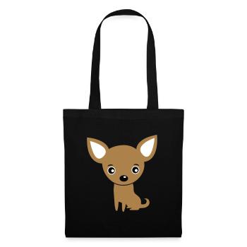 Lustiger niedlicher Baby Chihuahua / Hund - Stoffbeutel - Schwarz - Vorne