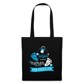 bébé supporter football OM marseille marseillais - Sac en tissu - noir - Devant