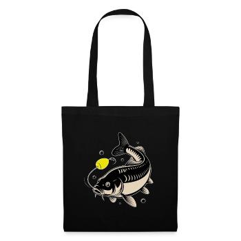 Carpe et bouillette – Le moment avant la morsure - Sac en tissu - noir - Devant