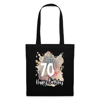 Geburtstag 70 Jahre Splash Grunge Neon Farbklecks - Stoffbeutel - Schwarz - Vorne