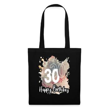 Geburtstag 30 Jahre Splash Grunge Neon Farbklecks - Stoffbeutel - Schwarz - Vorne