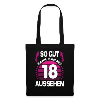 Geburtstag 18 Jahre So gut aussehen Retro Vintage - Stoffbeutel - Schwarz - Vorne