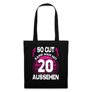 Geburtstag 20 Jahre So gut aussehen Retro Vintage - Stoffbeutel - Schwarz - Vorne