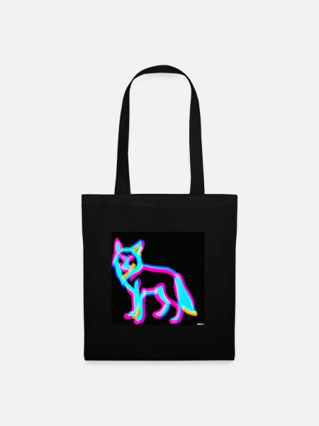 Neon Fuchs - Stoffbeutel - Schwarz