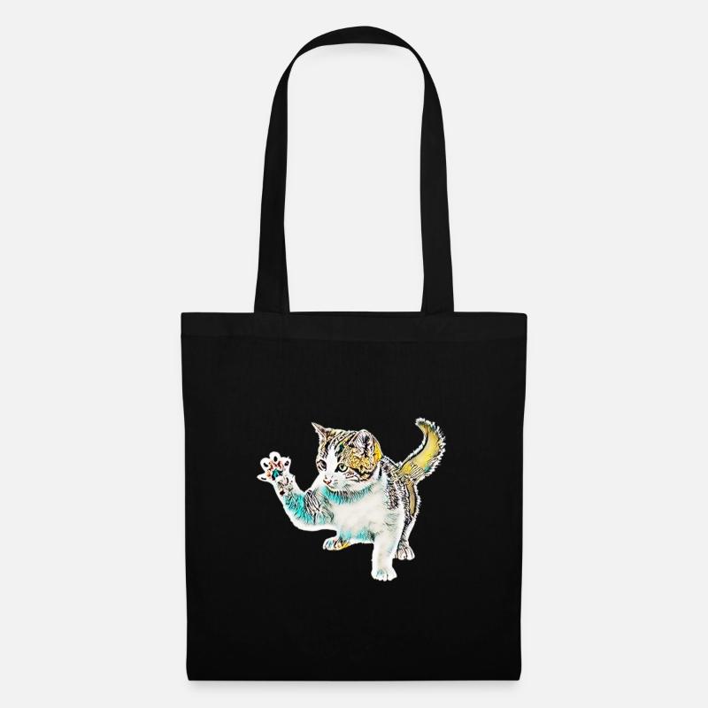 Katze - Stoffbeutel - Schwarz