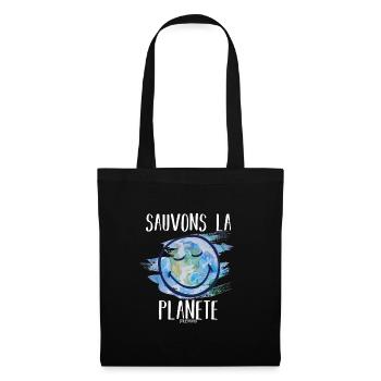 Sauvons la planète smileyworld blanc - Sac en tissu - noir - Devant