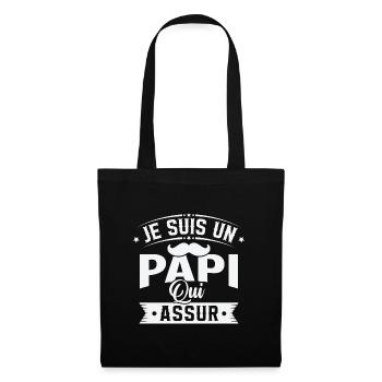 Je suis un Papi qui assure, Cadeau grand père - Sac en tissu - noir - Devant