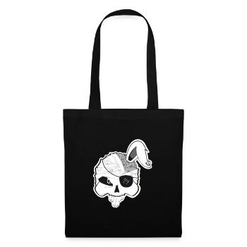 Crâne de lapin pirate avec cerveau et oreille de lapin - Sac en tissu - noir - Devant