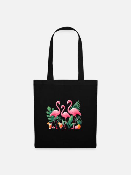 Tropische Flamingos Säfte Illustration - Stoffbeutel - Schwarz