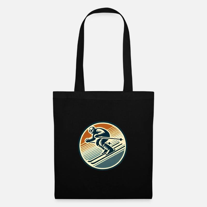 Retro-Ski-Abzeichen-Design - Stoffbeutel - Schwarz