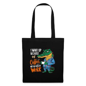 Morning Coffee Morning Grouch Crocodile with Coffee Cup - Tote Bag - black - Front
