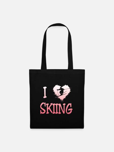 i love skiing - Stoffbeutel - Schwarz