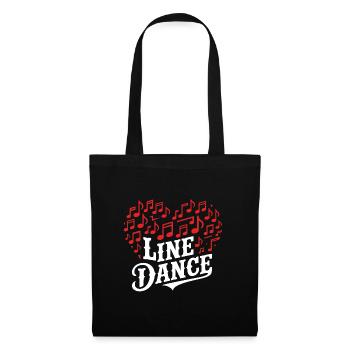 Line Dance Musik und Herz aus Musiknoten - Stoffbeutel - Schwarz - Vorne