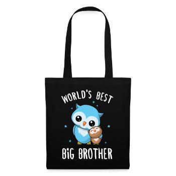 World's Best Big Brother - Großer Bruder Eulen - Stoffbeutel - Schwarz - Vorne