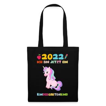 2022 Kindergartenkind Einhorn Kita Mädchen Kinder - Stoffbeutel - Schwarz - Vorne