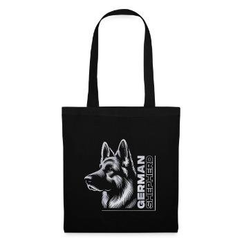 German Shepherd Drawing Head Portrait silver - Tote Bag - black - Front