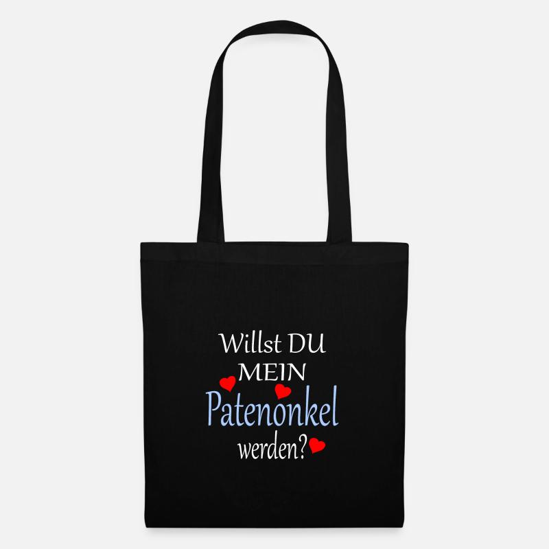 Frage willst du meine Patenonkel sein Geschenk - Stoffbeutel - Schwarz