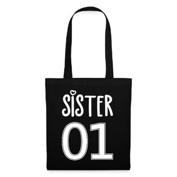 Schwester Nummer 01 Sister - Stoffbeutel - Schwarz - Vorne