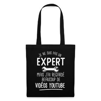 un expert bricolage YouTube humour homme bricolage - Sac en tissu - noir - Devant