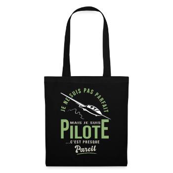parfait pilote Planeur Cadeau humour avion - Sac en tissu - noir - Devant