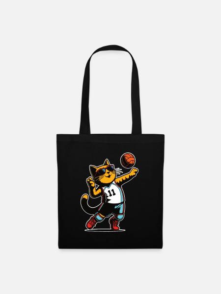 Volleyball Katze - Katzen Sport Design - Stoffbeutel - Schwarz