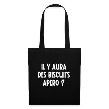 il y aura des biscuits apéro ? - Sac en tissu - noir - Devant