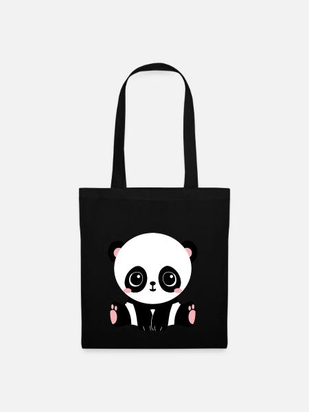 Panda - Stoffbeutel - Schwarz