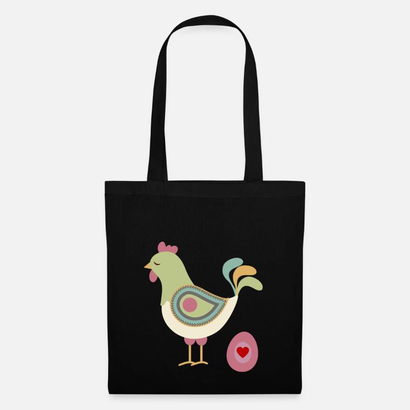 Huhn mit Osterei - Stoffbeutel - Schwarz