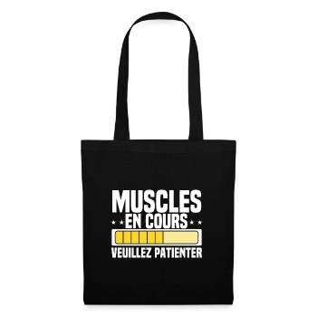 Muscles En Cours Muscu Humoristique Musculation - Sac en tissu - noir - Devant