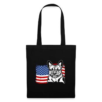 Bouledogue français Drapeau américain Wilsigns - Sac en tissu - noir - Devant