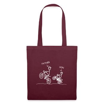 Figure de bâton père et fils sur la moto - Sac en tissu - bordeaux - Devant