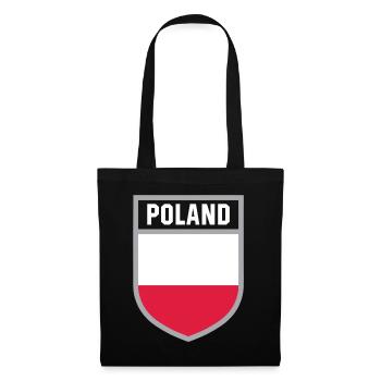 Polen - Nationalfahne im Wappen - Stoffbeutel - Schwarz - Vorne
