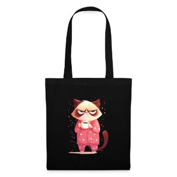 Kaffee | Katze | Genervte Katz | Kaffeeliebhaber - Stoffbeutel - Schwarz - Vorne