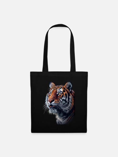 Tiger im Seitenprofil - Stoffbeutel - Schwarz