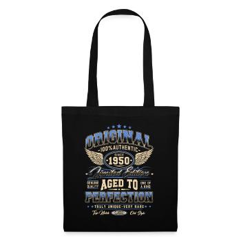Original 1950 Jahrgang geboren Geburtstag Geschenk - Stoffbeutel - Schwarz - Vorne