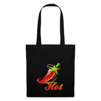 Chili Peperoni Hot Scharf Koch - Stoffbeutel - Schwarz - Vorne