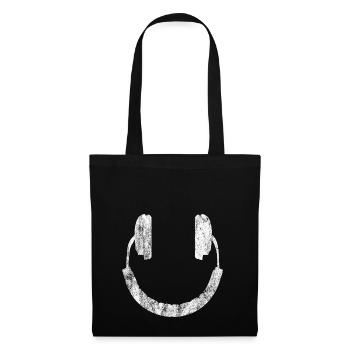 Kopfhörer - Smiley - Stoffbeutel - Schwarz - Vorne