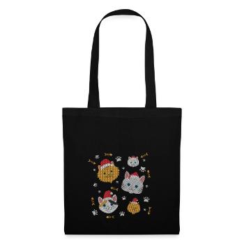 chats laids Noël pattes de chaton - Sac en tissu - noir - Devant