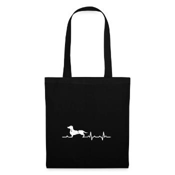 dachshund dackel herzschlag heartbeat geschenk - Stoffbeutel - Schwarz - Vorne