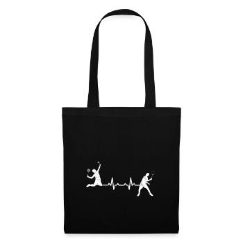 Badminton Herzschlag heartbeat geschenk federball - Stoffbeutel - Schwarz - Vorne