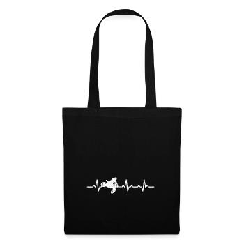 Motocross Herzschlag heartbeat geschenk motorrrad - Stoffbeutel - Schwarz - Vorne