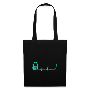 Dj discjockey Herzschlag heartbeat geschenk musik - Stoffbeutel - Schwarz - Vorne