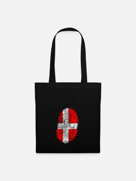 Dänemark Shirt · Flagge · DNA · Fingerabdruck - Stoffbeutel - Schwarz