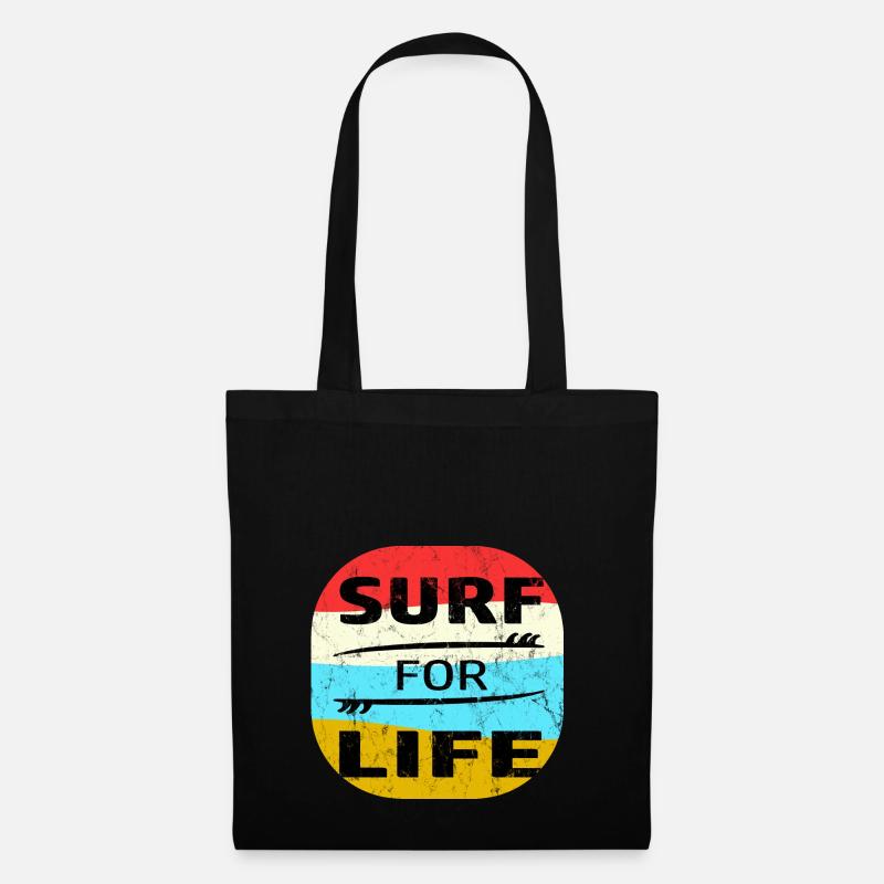 Surfer Surfen Surf Meer See Wellen Urlaub Geschenk - Stoffbeutel - Schwarz