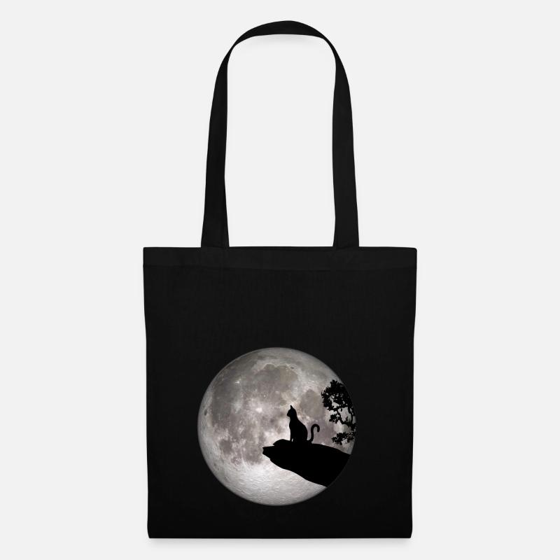 Vollmond Katze Werwolf heulen Katze pet - Stoffbeutel - Schwarz