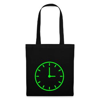 uhr zeit watch clock time hourglass sanduhr60 - Stoffbeutel - Schwarz - Vorne